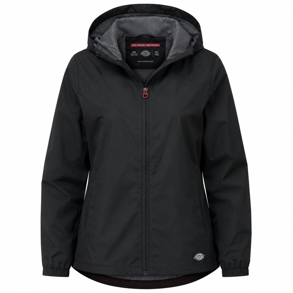 Dickies Women's 2XL ProTect Waterproof Hooded Jacket Black NWT SJF101BKX